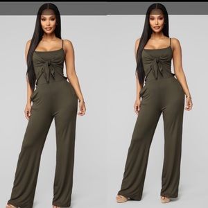 Melany Tie Jumpsuit - Olive